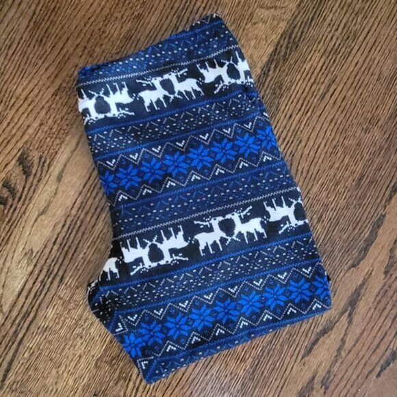 Pink Rose Holiday Tights Reindeer Print Leggings Women's Size Medium - Picture 8 of 10